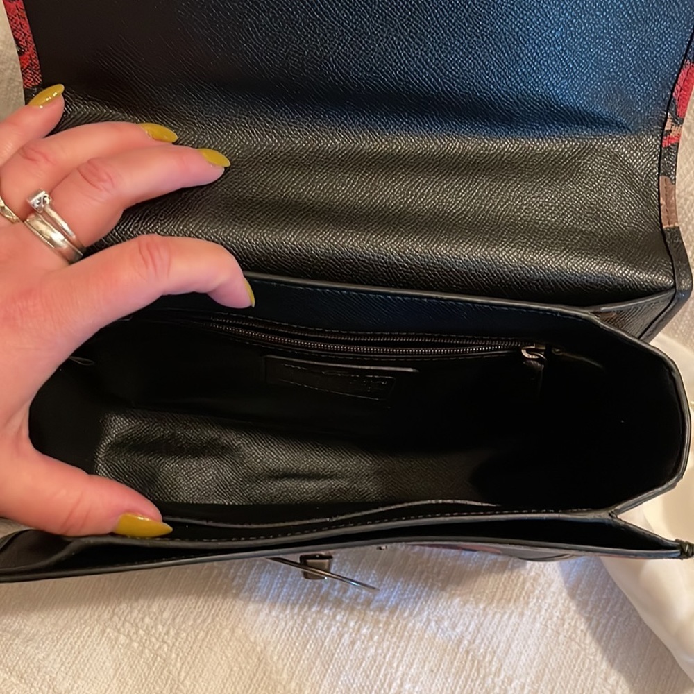COACH -Page leather saddle bag in black floral - 33615 - NWT❤️ - Picture 6 of 12